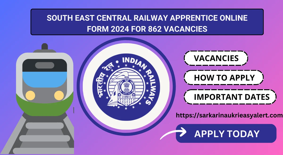 South East Central Railway Apprentice Online Form 2024  For 862 Vacancies