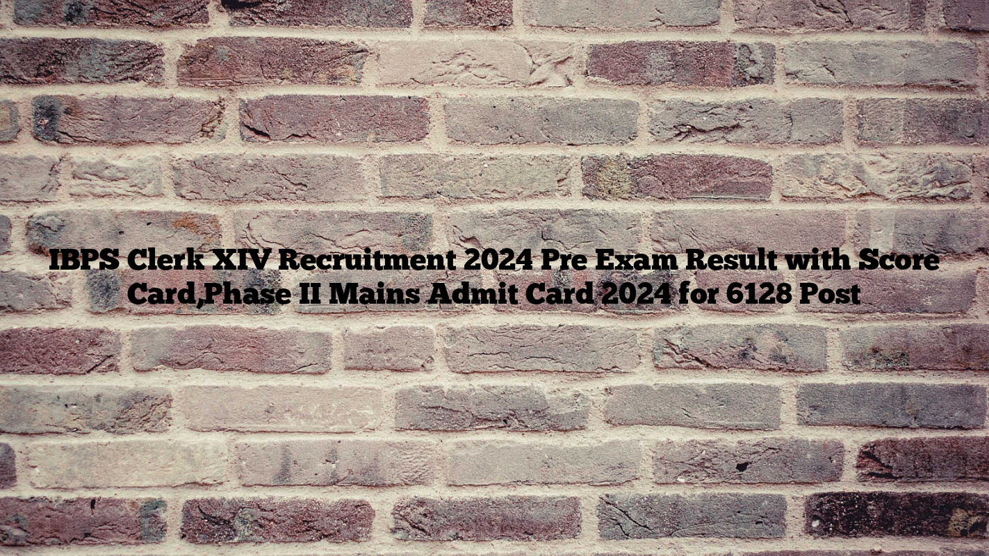 IBPS Clerk XIV Recruitment 2024 Pre Exam Result with Score Card,Phase II Mains Admit Card 2024 for 6128 Post